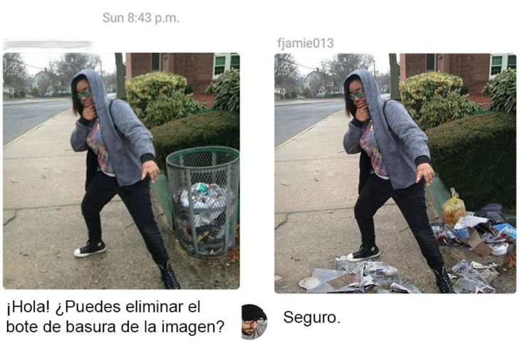 Solicita que se elimine el bote de basura y se le concede