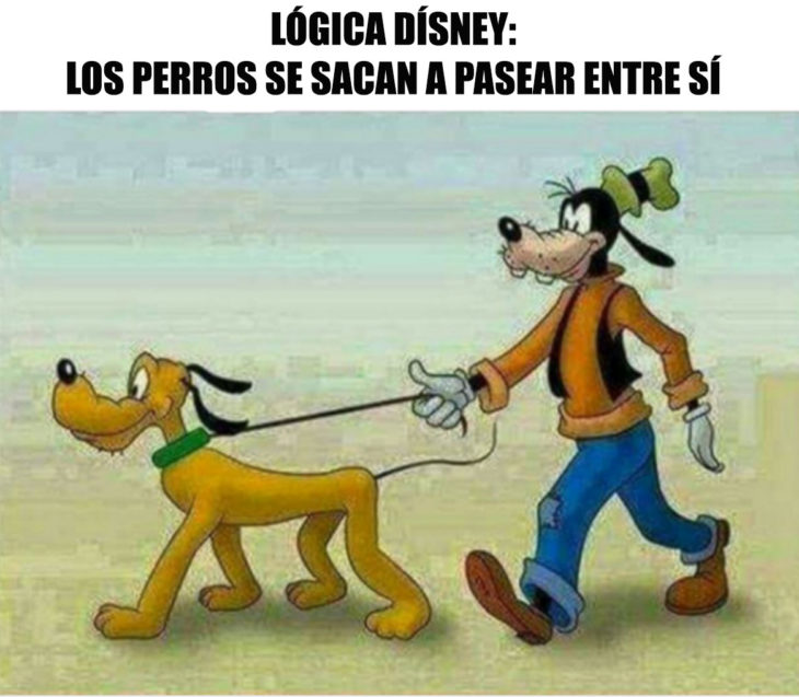 goofy paseando a pluto perros