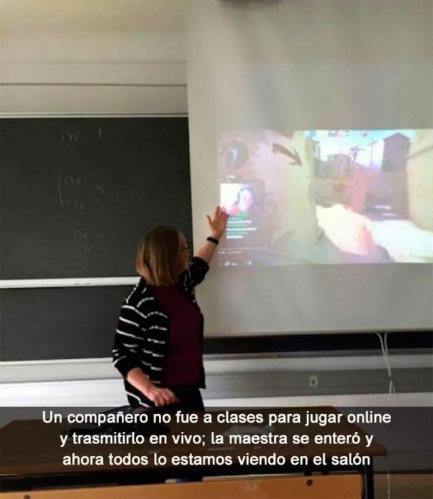 Maestra ve en clases trasmisión en vivo de su alumno 