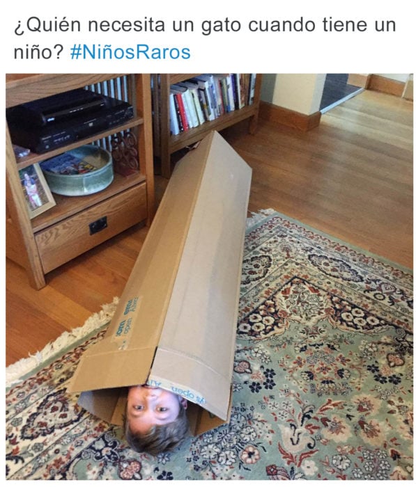 Tuits niños raros - niño en caja