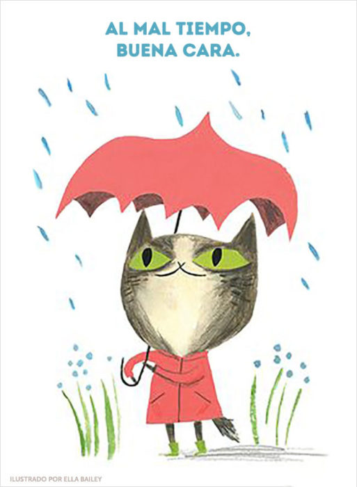 ilustración dichos gato lluvia