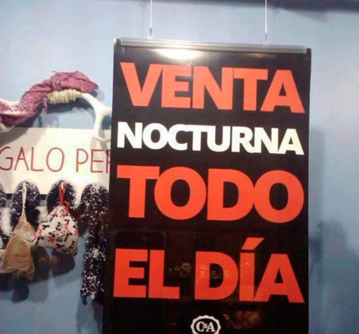 venta nocturna letrero