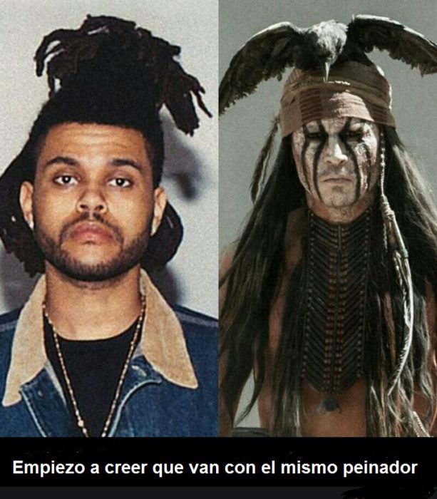 Peinado de Weeknd comparado con kimosabi