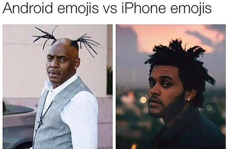 Emojis de Android Vs Emojis de iPhone usando a Weeknd como modelo