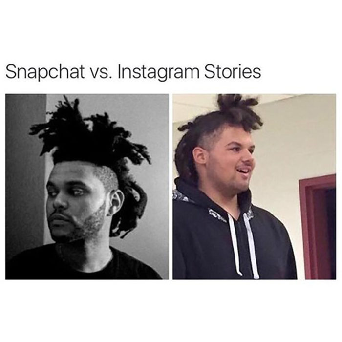 comparativa de las historias de Instagram vs Snapchat usan a weeknd como modelo