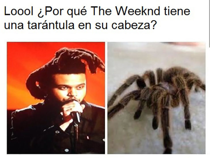 peinado de the weeknd con la forma de una tarantula