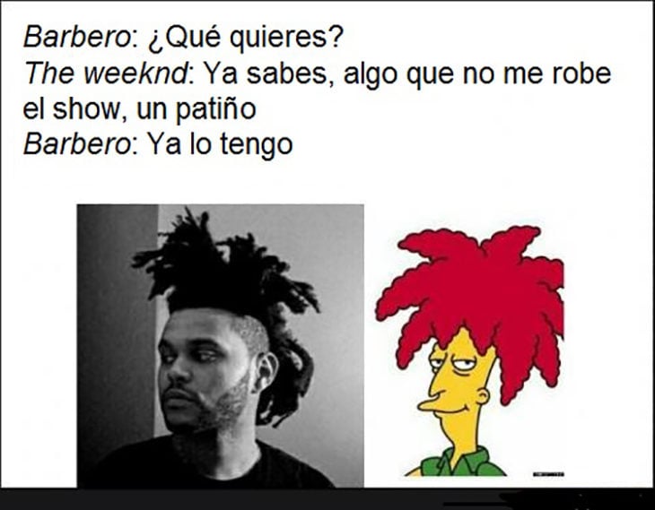 peinado de weeknd que simila ser el de bob patiño meme