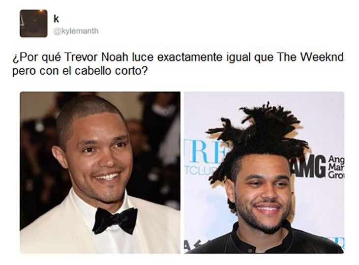 Trevr Noah y Weeknd son iguales pero con diferente peinado