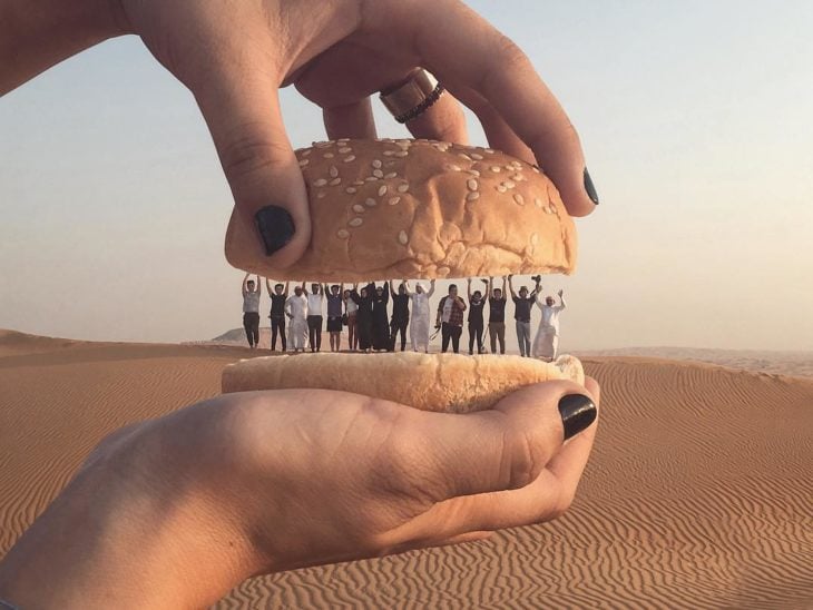Fotografía perspectiva hamburguesa de personas