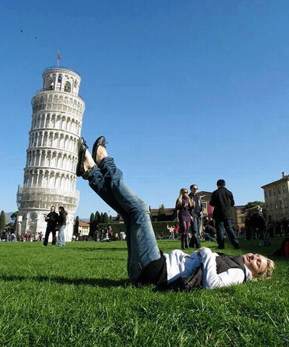 Fotografía perspectiva torre de Pisa