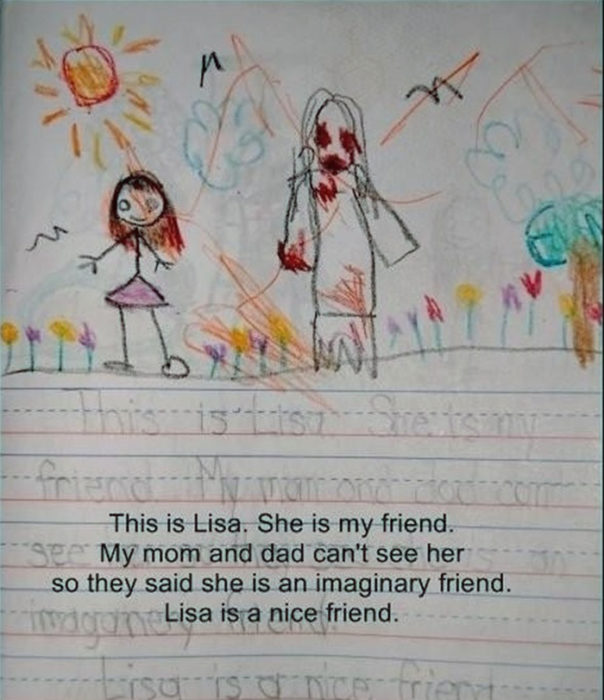 Diario de niña y amiga imaginaria al aire libre