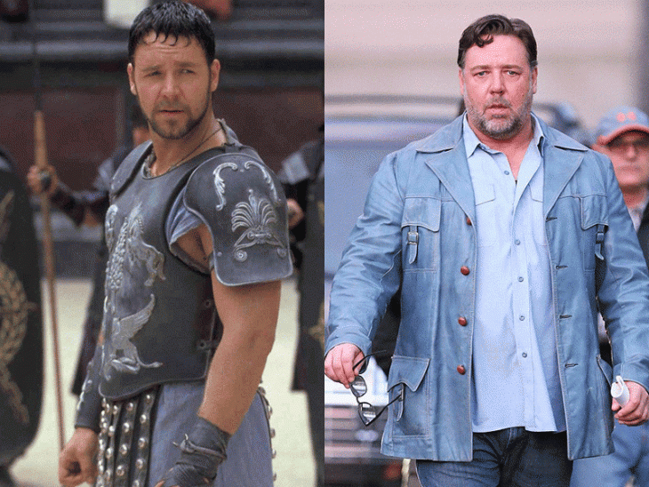 Russell Crowe de flaco a gordo