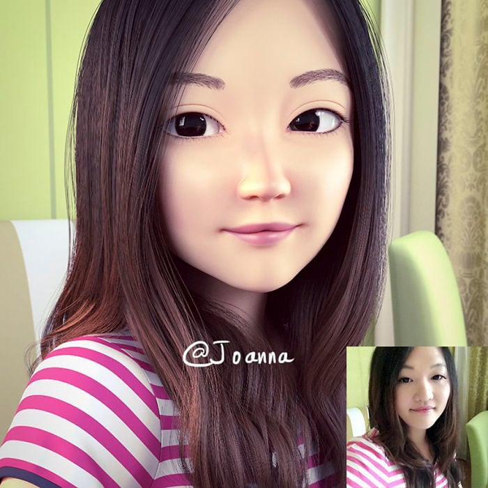chica asiática convertida en personaje de Pixar