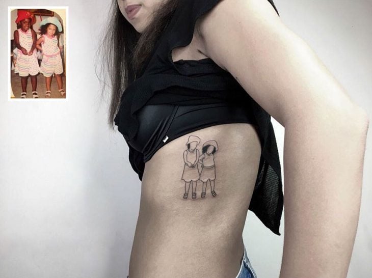 Tatuaje foto infancia - hermanas