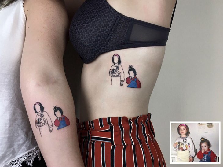 Tatuaje foto infancia - hermanas chiquitas
