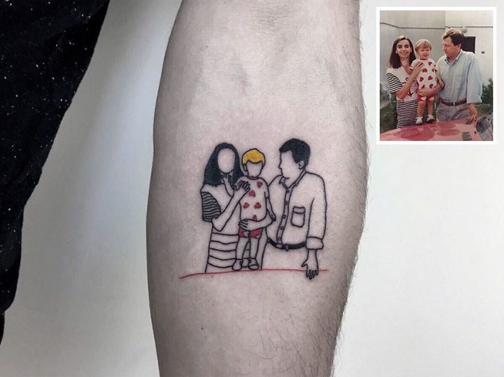 Tatuaje foto infancia - familia de 3