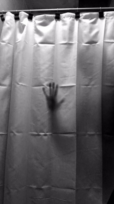 aterradora cortina de baño
