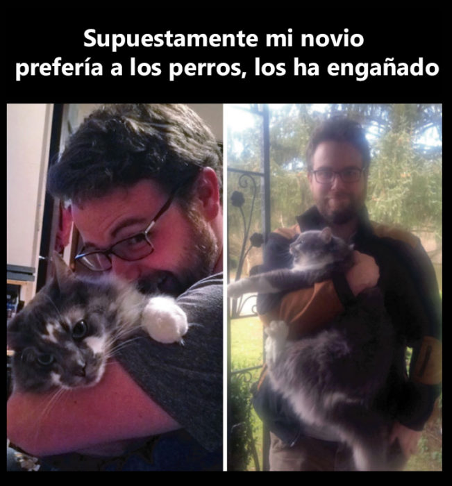 Hombre con gato foto