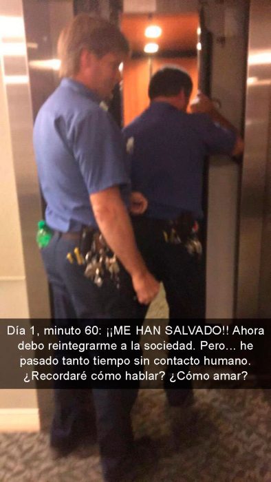 atorado en elevador rescatado