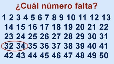 ¿Puedes ver el número que falta en menos de 10 segundos?