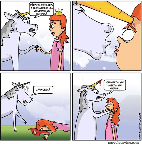 ilustración beso unicornio