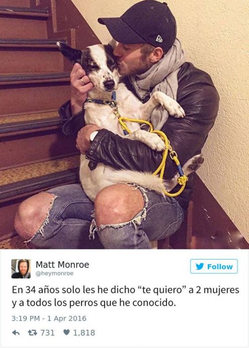 perrito beso señor