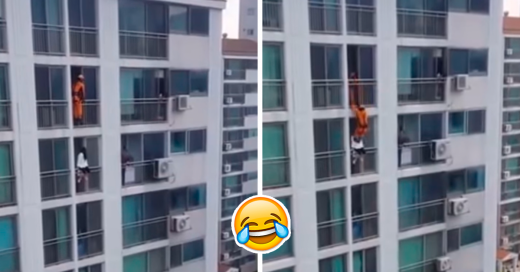 Un bombero coreano evita que una chica salte de un edificio de una forma poco ortodoxa