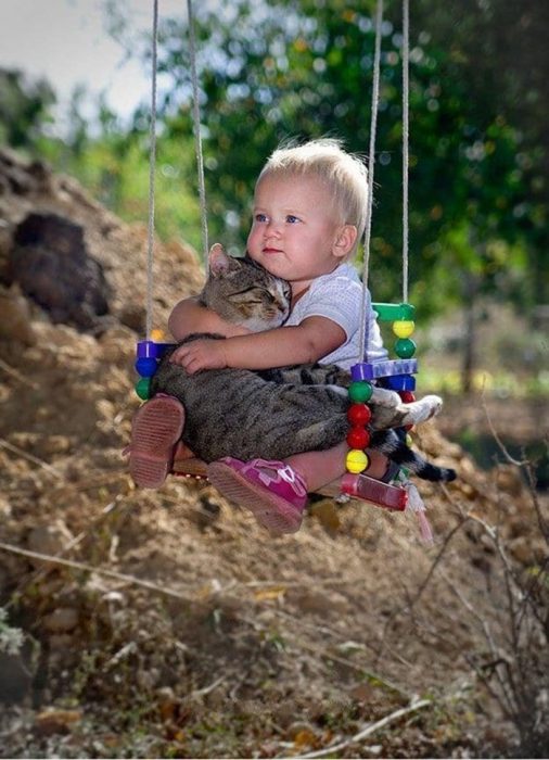 Gato y bebé