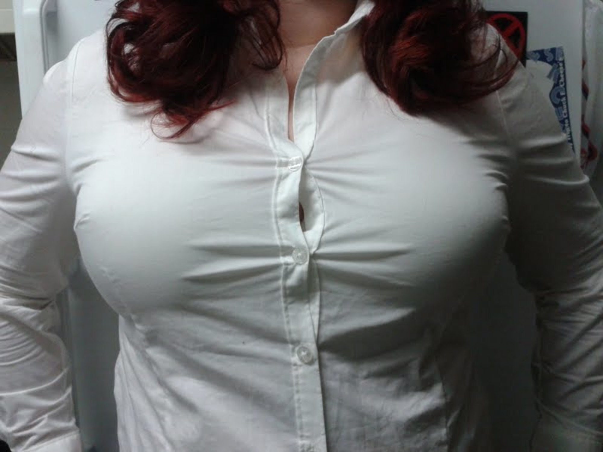 Button shirt boobs