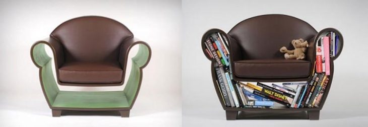 Ideas para espacios pequeños sillón con espacio para guardar libros 