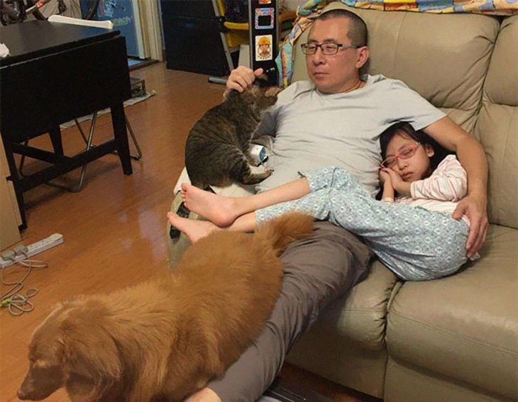 padre, hija y mascotas 2016