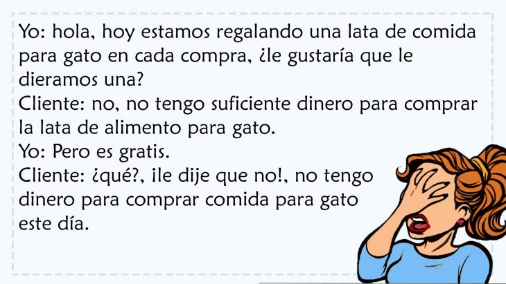 conversación cliente comida para gato gratis 