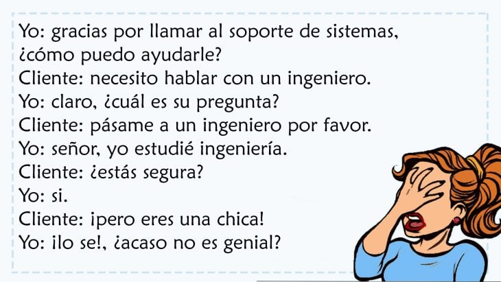 conversación sexista sobre ingeniero