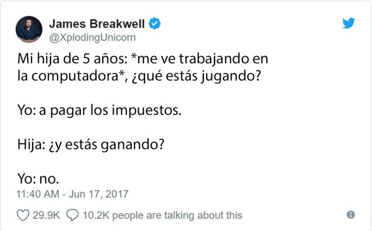 tuit gracioso sobre impuestos