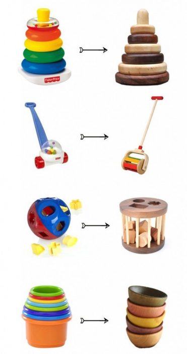 juguetes de plástico vs juguetes de madera