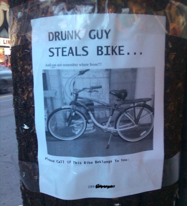cartel sobre una bicicleta 