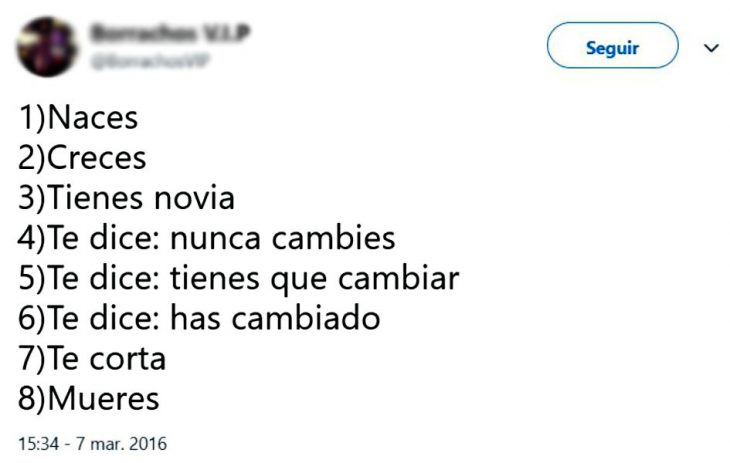 Tuit gracioso sobre noviazgo 