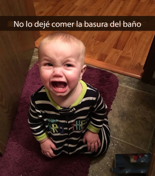 niño llorando porque no se comió la basura