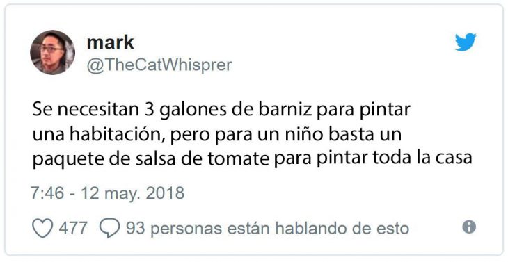 tuit gracioso sobre niño travieso