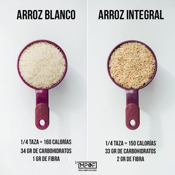 compara arroz blanco con el integral 