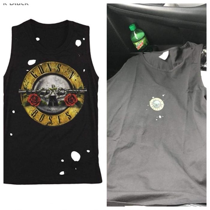 expectativa vs realidad camisa de guns and roses 