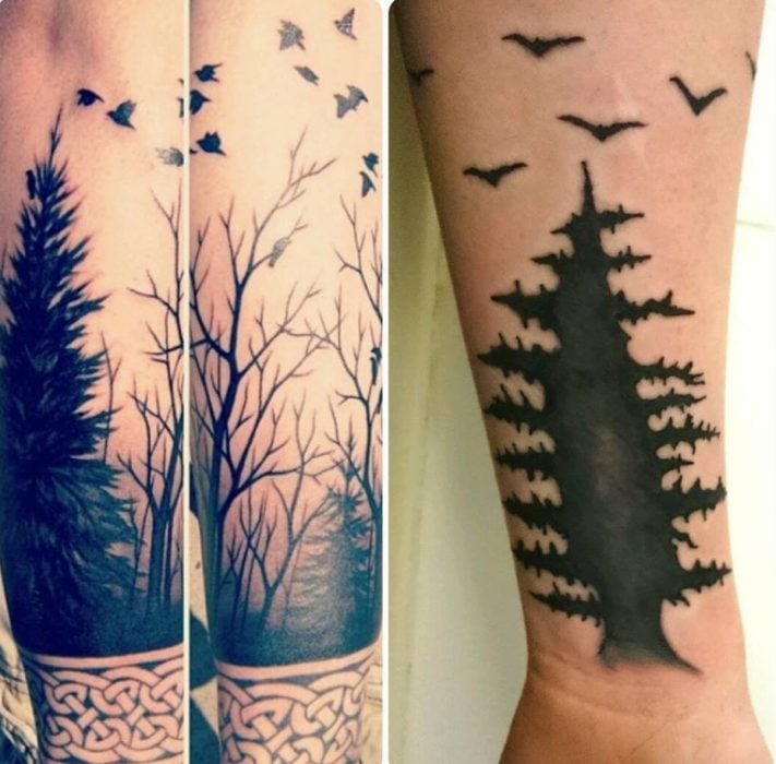 tatuaje de árbol expectativa vs. realidad