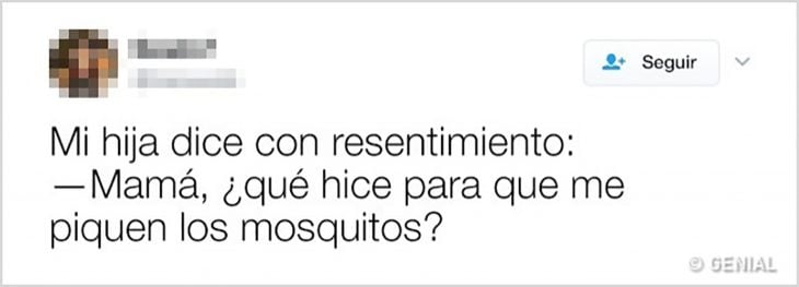 tuit de niña sobre picadura de mosquitos 
