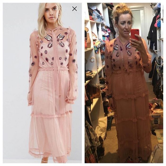 vestido largo salmón expectativa vs realidad