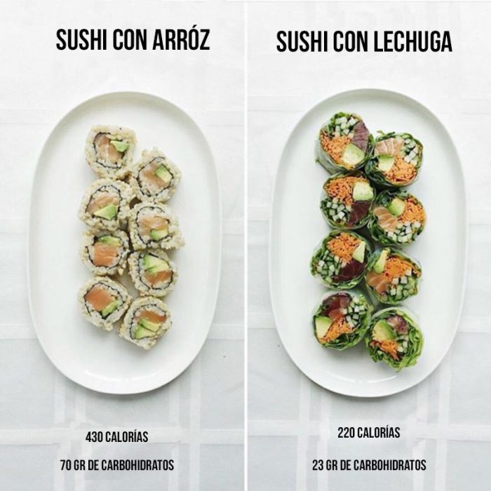 sushi con arroz y con lechuga 