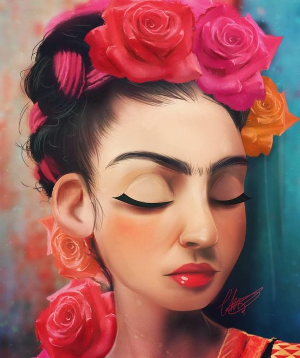 Frida Kahlo estilo anime 