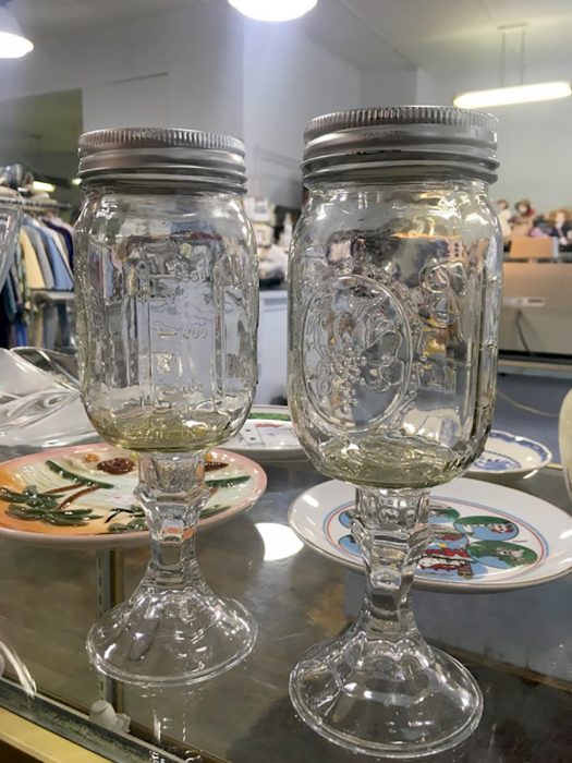 mason jars como copas de vino 