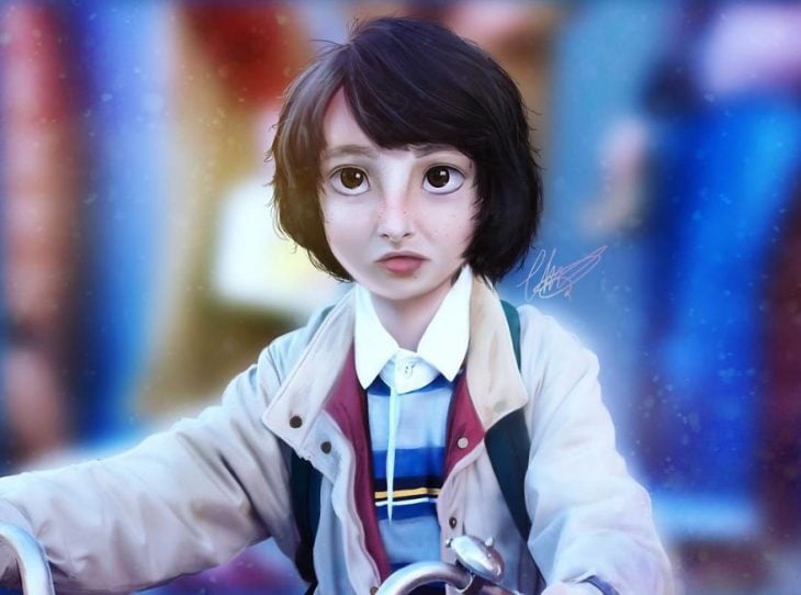 Mike de stranger things estilo anime 