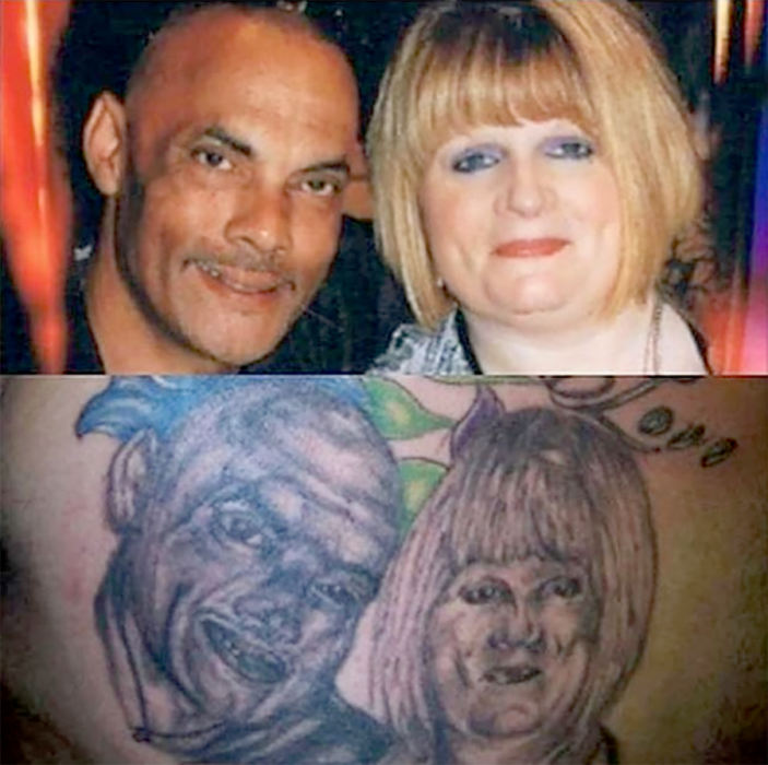 tatuaje mal hecho de una pareja