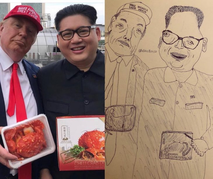 retrato feo de Donadl Trump y Kim Jong-un